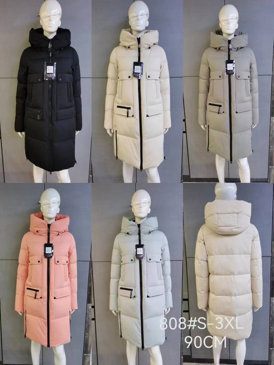 808#1 чорн. Куртка жіноча зима Caroles S-3XL (90 см) по 6шт - Зображення 4
