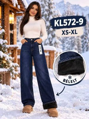 KL572-9 син. Джинси жіночі ФЛІС-XS-XL по 5
