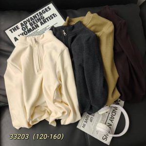 33203 коричн Реглан Half-zip плюш дитячий 120-160 по 5
